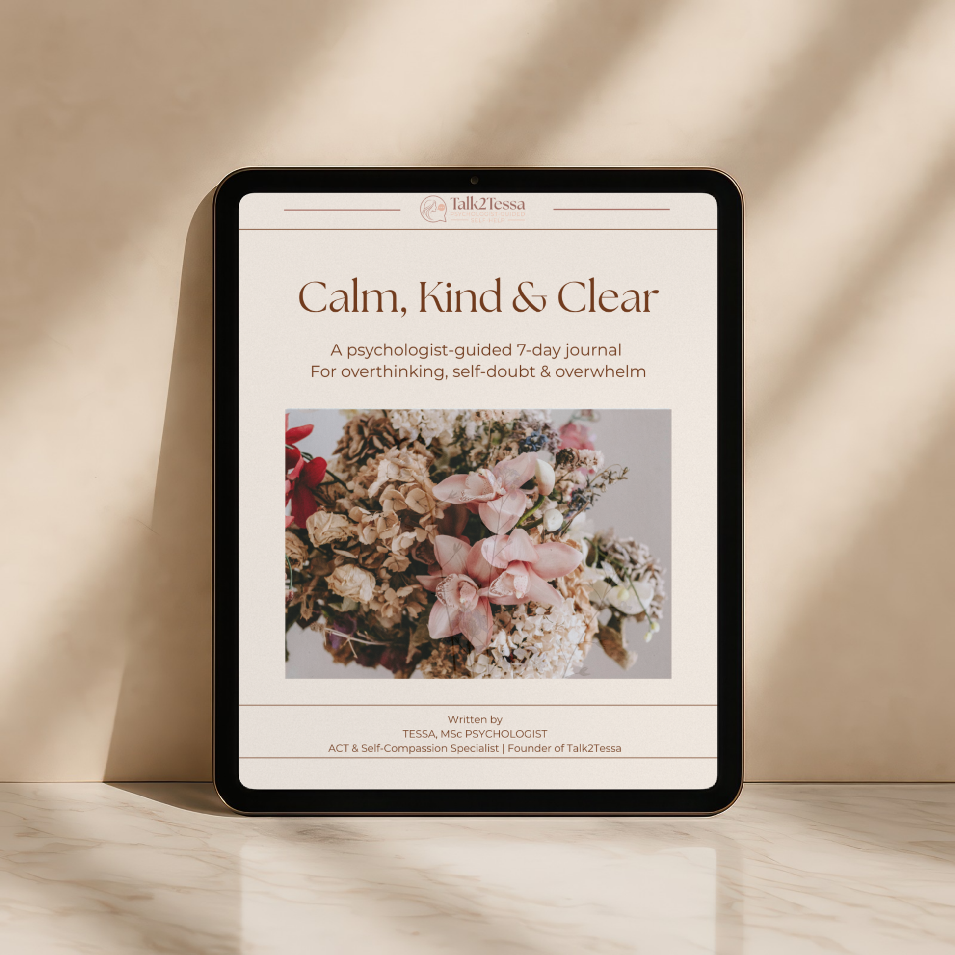 Calm, Kind & Clear — psychologist-guided 7-day overthinking journal by Talk2Tessa
