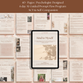 Inside page of the Kind to Myself self-compassion program, featuring structured daily AI prompt flows, reflections, and affirmations based on Acceptance and Commitment Therapy and self-compassion principles.