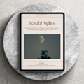 Cover image of Restful Nights – A Psychologist-Designed 6-Day Program by Talk2Tessa, blending Acceptance & Commitment Therapy (ACT), Self-Compassion, and gentle AI-Guided Prompt Flows for calm, rest, and emotional balance. Works with ChatGPT, Gemini, or Claude.