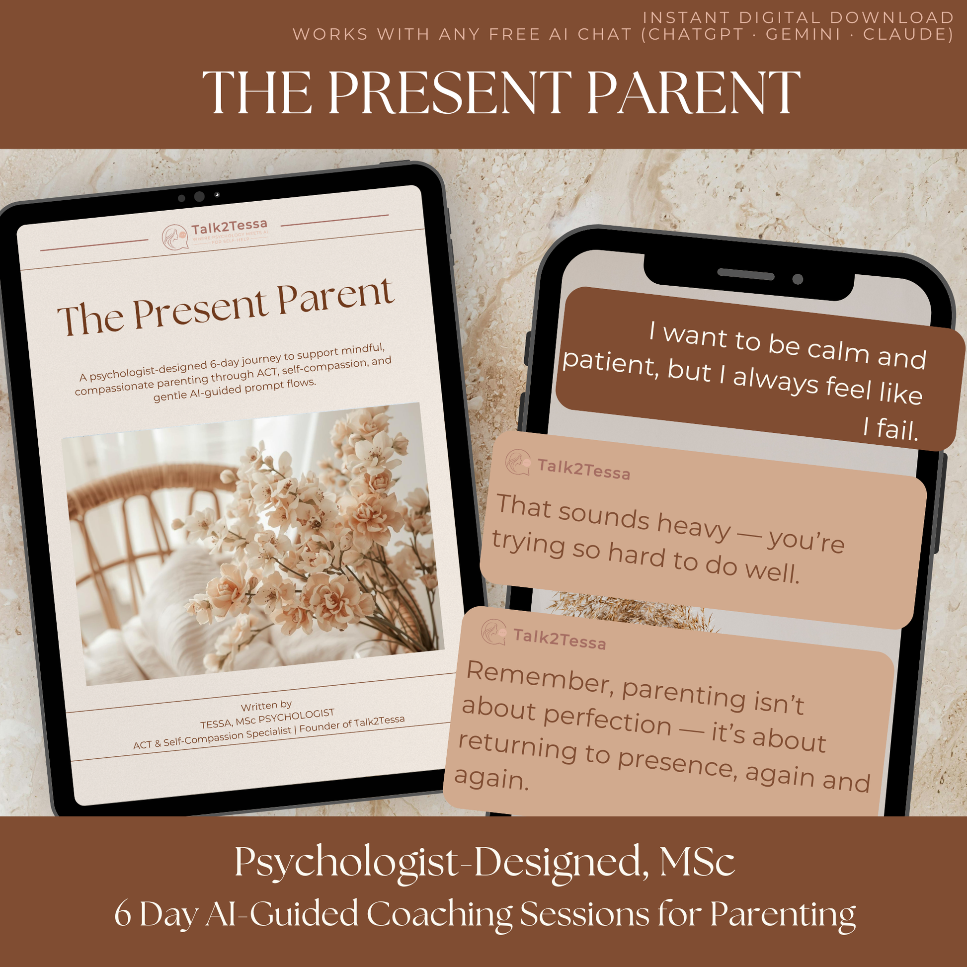 Quote image from The Present Parent: “Parenting isn’t about perfection. It’s about returning to presence, again and again.”