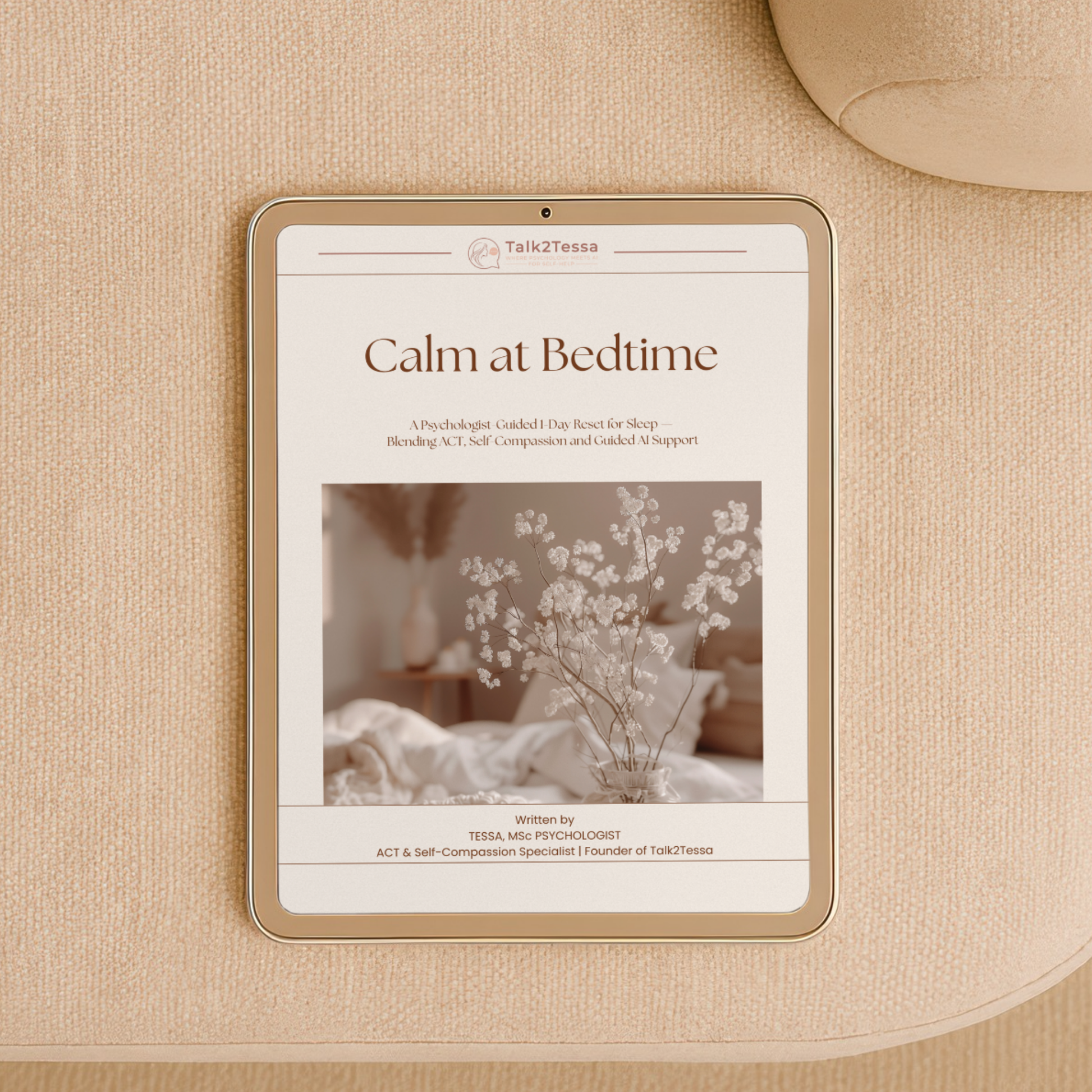 Cover image for Calm at Bedtime, a psychologist-designed 1-day program to soften sleep anxiety and bedtime overthinking.