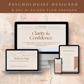 Preview of inside pages from the Clarity & Confidence 6-Day Program by Talk2Tessa, psychologist-designed ACT & self-compassion workbook for assertiveness and clear communication.