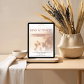 Cover image for the 6-Day Self-Compassion Program 'Kind to Myself' by Tessa, MSc, psychologist, focused on ACT and self-compassion to nurture inner kindness and emotional healing in a personal growth workbook design.