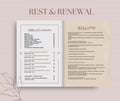 What's Inside video overview for the 6-day program 'Rest Renewal– Burn-out Relief' by Talk2Tessa. Includes daily AI-guided prompt flows, checklists, affirmations, and reflective pages designed by a psychologist, blending ACT and self-compassion in a pdf workbook.
