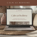 Scrolling preview video showing pages from the Calm at Bedtime digital workbook with ACT-based reflections, gentle exercises, and AI-guided sleep support.