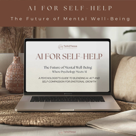 Scrolling video showing inside pages of the eBook AI for Self-Help – The Book That Talks Back, minimalist design in beige tones, psychologist-guided self-help blending ACT, self-compassion, and AI guidance.