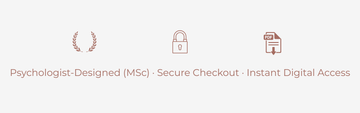 Trust badges showing evidence-based content by an MSc Psychologist, secure checkout, and instant digital access for Talk2Tessa programs.