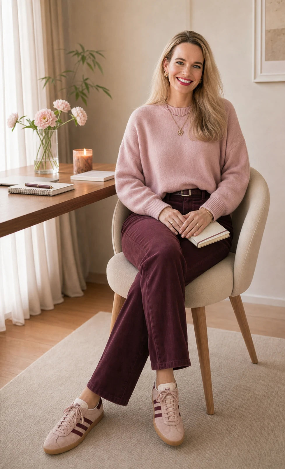 Tessa, MSc Psychologist and founder of Talk2Tessa, seated in her office